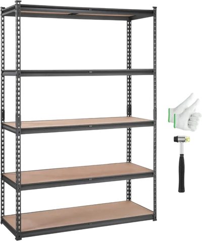 VEVOR Storage Shelving Unit, 5-Tier Adjustable, 2000 lbs Capacity, Heavy Duty Garage Shelves Metal Organizer Utility Rack, Black, 18