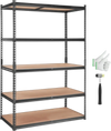 VEVOR Storage Shelving Unit, 5-Tier Adjustable, 2000 lbs Capacity, Heavy Duty Garage Shelves Metal Organizer Utility Rack, Black, 48" L x 24" W x 72" H for Kitchen Pantry Basement Bathroom Laundry