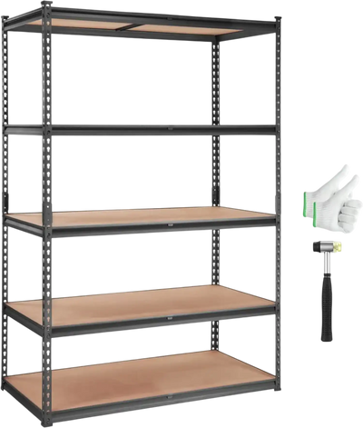 VEVOR Storage Shelving Unit, 5-Tier Adjustable, 2000 lbs Capacity, Heavy Duty Garage Shelves Metal Organizer Utility Rack, Black, 48