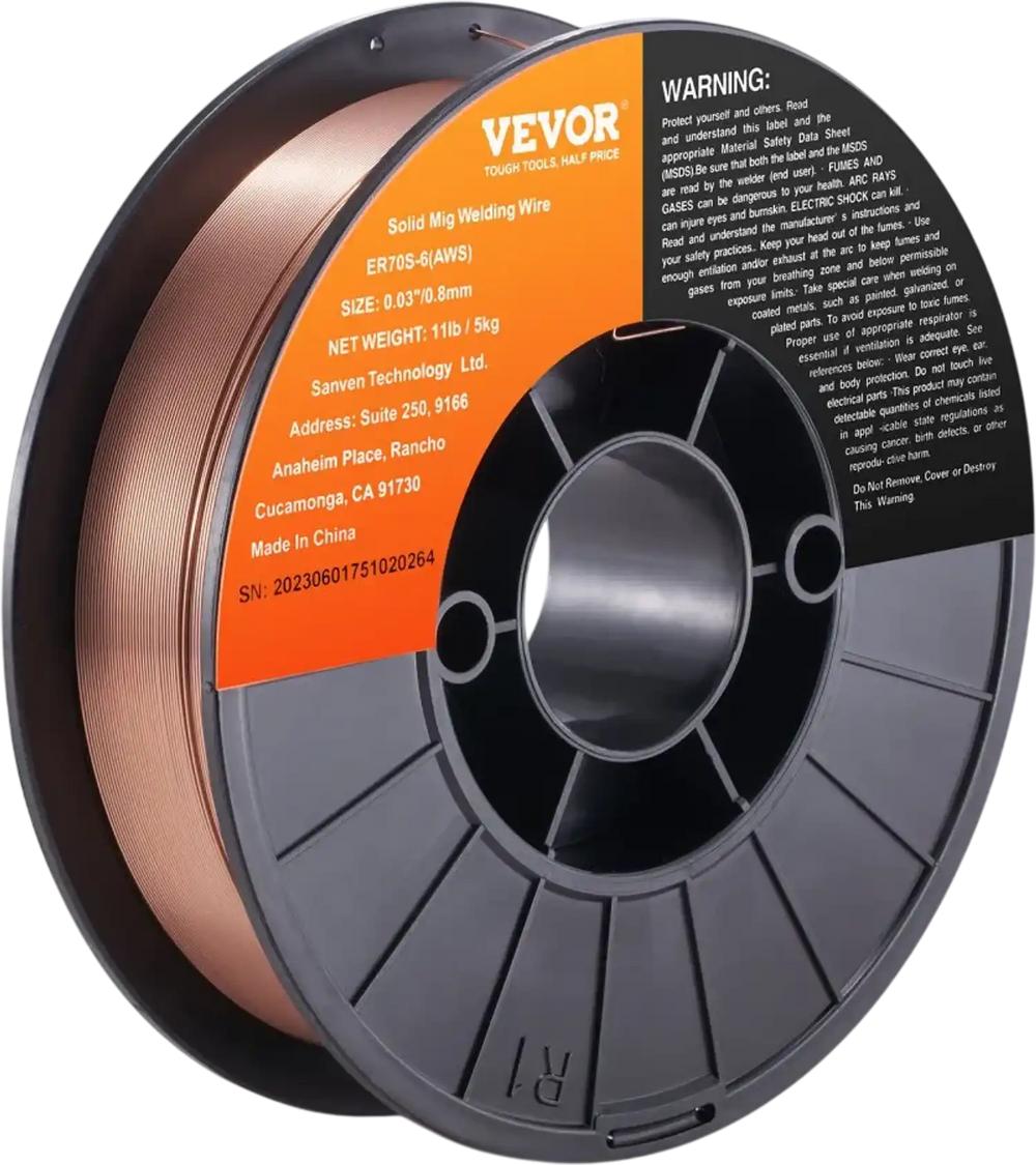 VEVOR Solid MIG Welding Wire, ER70S-6 0.030-inch 11LBS with Low Splatter and High Levels of Deoxidizers for All Position Gas Welding
