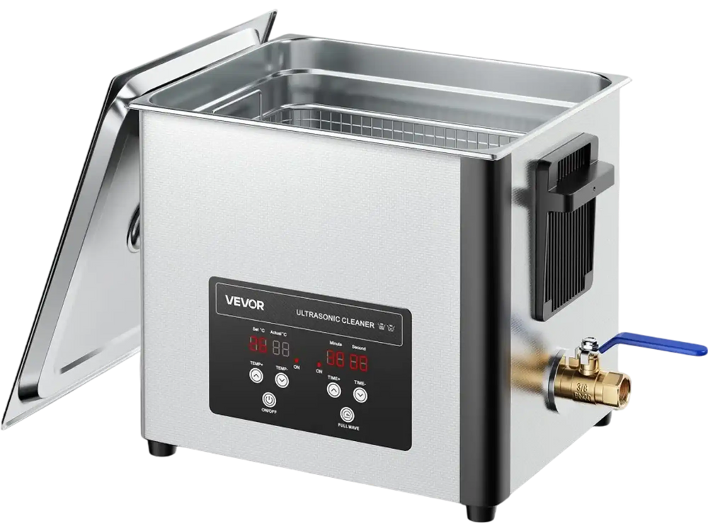VEVOR 10L Ultrasonic Cleaner, Professional Ultrasonic Cleaner Machine with Cleaning Basket & Digital Display, 180W Stainless Steel 40kHz Cleaning Machine for Watches, Razors, Jewelry, Coins, and More