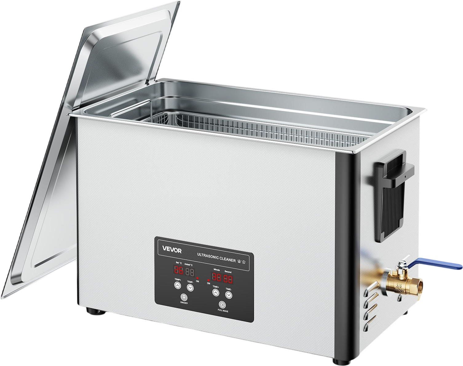 Vevor Ultrasonic Cleaner 30L 40kHz with Digital Display and Cleaning Basket 480W New