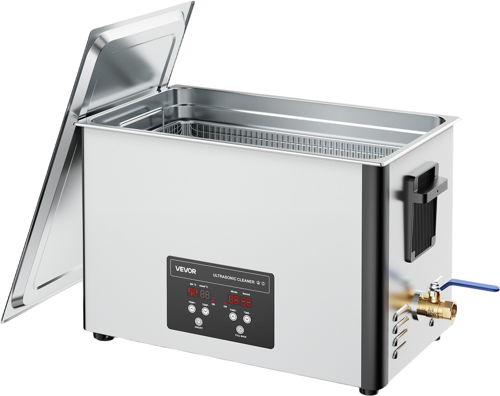 VEVOR 30L Ultrasonic Cleaner, Professional Ultrasonic Cleaner Machine with Cleaning Basket & Digital Display, 480W Stainless Steel 40kHz Industrial Cleaning Machine for Parts, Carburetors, Instruments