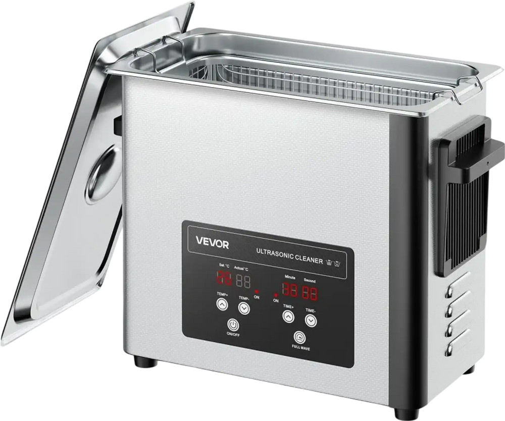 VEVOR 6L Ultrasonic Cleaner, Professional Ultrasonic Cleaner Machine with Cleaning Basket & Digital Display, 120W Stainless Steel 40kHz Cleaning Machine for Watches, Razors, Jewelry, Coins and More