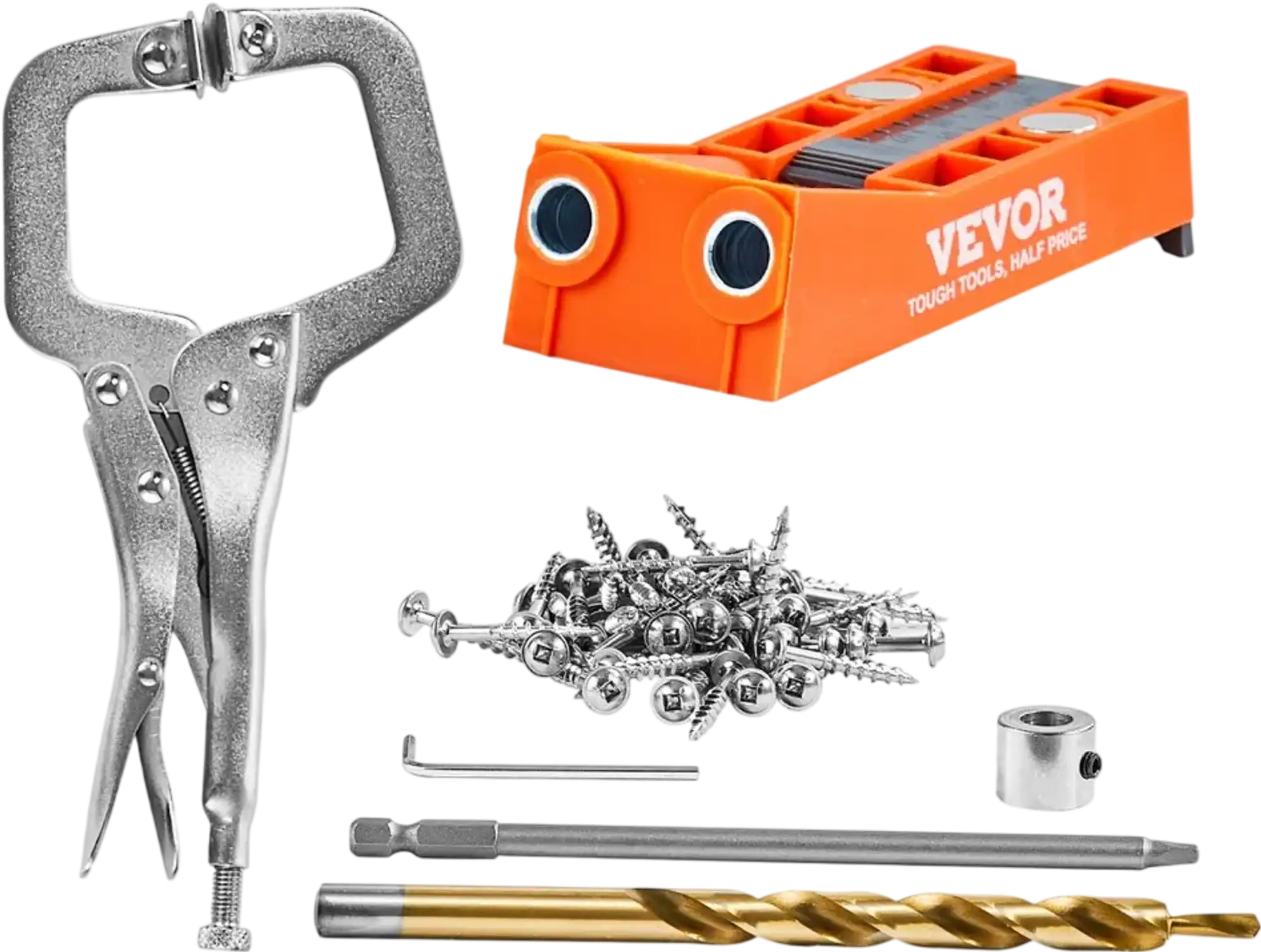 Vevor Pocket Hole Jig 56-Pc Mini Joinery Woodworking System with 9