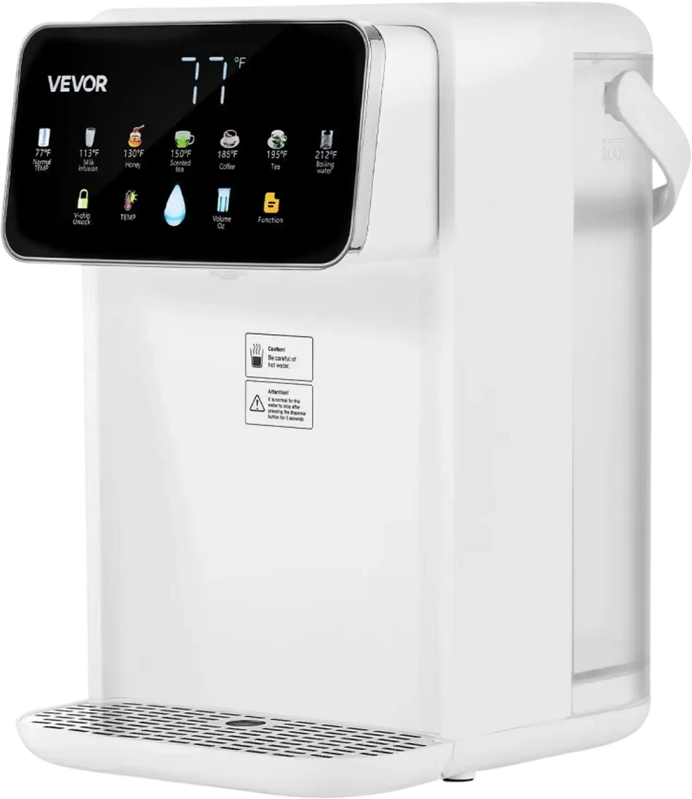 VEVOR Instant Hot Water Dispenser, Countertop Boiling Water Dispenser with Adjustable 7 Temperatures & 7 Water Volumes, 118oz Removable Water Tank, Quick Heating with Touchscreen & Child Lock for Home