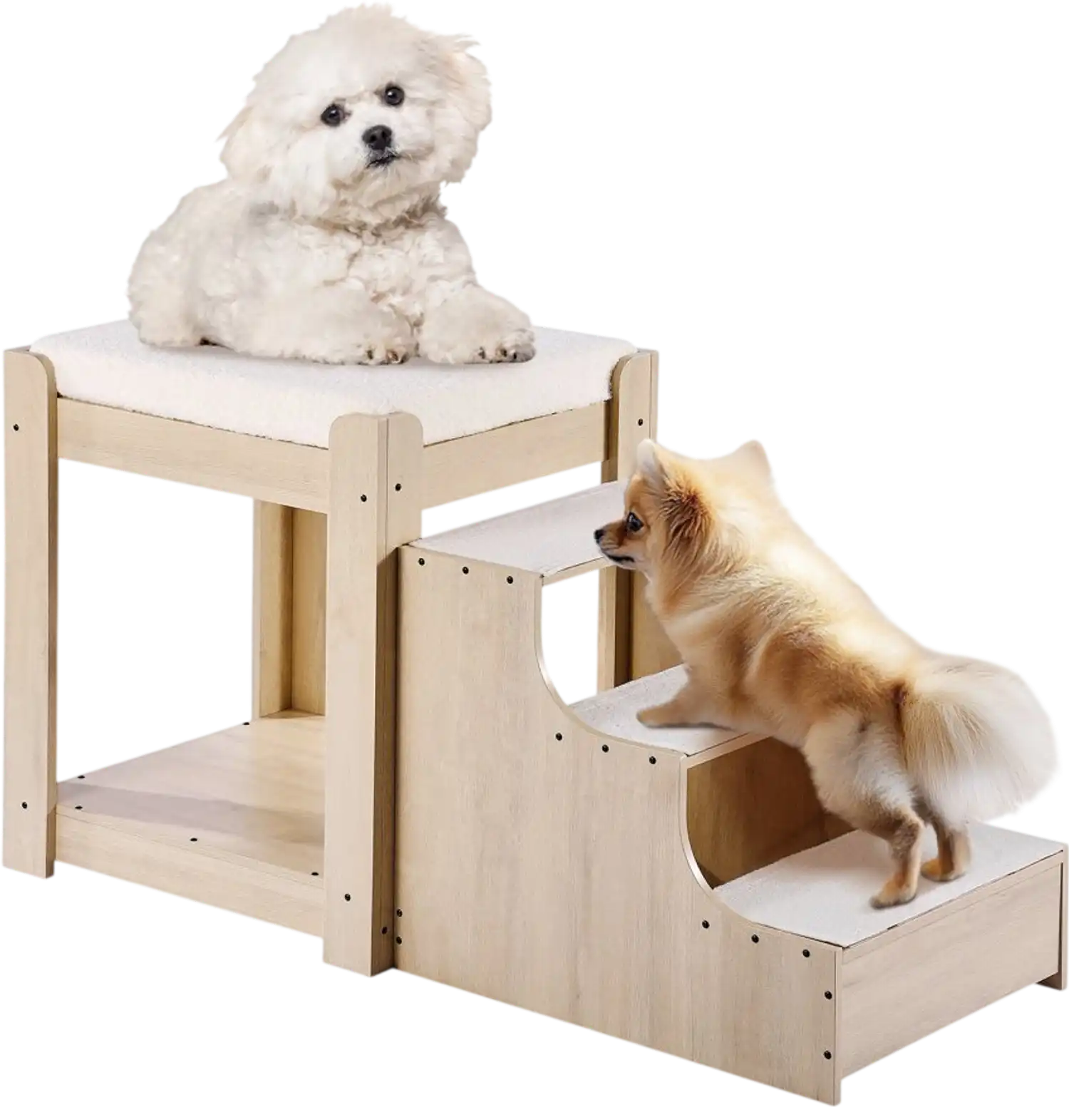Vevor Pet Bunk Bed Dog Cat Window Perch with Stairs Beige New