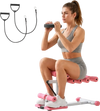VEVOR Deep Squat Machine, Adjustable Glutes Trainer Machine with 3 High-Strength Resistance Bands, Folding Core Leg and Glutes Exercise Trainer, Push Up Workout Equipment at Home Gym, Pink + White