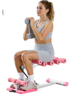 VEVOR Deep Squat Machine, Adjustable Glutes Trainer Machine with 3 High-Strength Resistance Bands, Folding Core Leg & Glutes Exercise Trainer, Push Up Workout Equipment at Home Gym, Pink + White