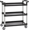 VEVOR Utility Cart, 500 lbs Load Capacity, 3-tier Utility Plastic Cart with 360° Swivel Wheels (2 with Brakes), 31.1 x 19.3-inch Food Service Cart for Warehouse, Office, Home, Restaurant, Kitchen