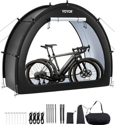 VEVOR Bike Storage Tent, 1 to 2 Bikes, Outdoor Spacious Bike Storage Tent with Ventilated Window, Waterproof Fan-Shaped Bike Tent with High Strength Fiberglass & Dual Zippers, Fit for Bicycle