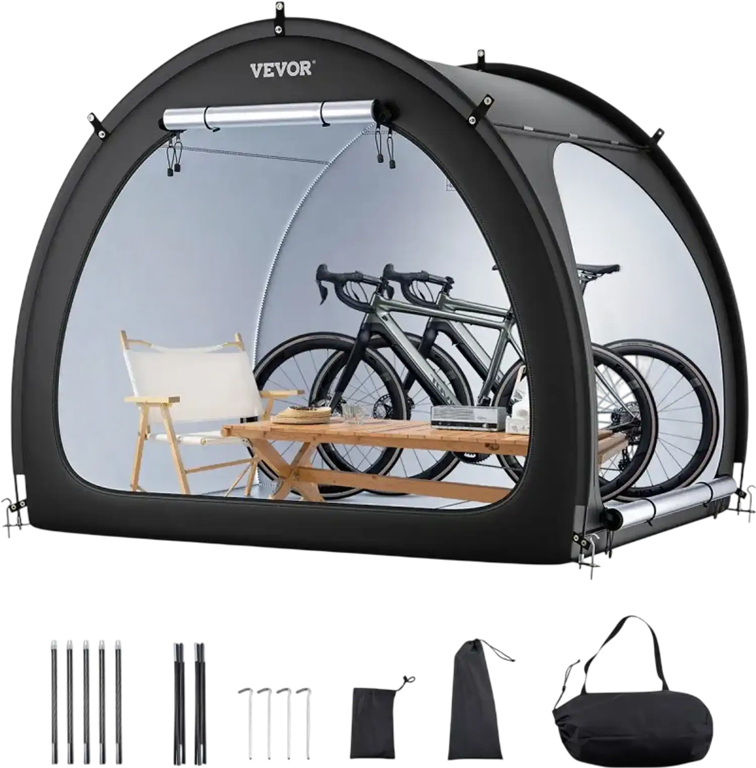 Vevor Bike Storage Tent Waterproof Fan-Shaped Dual Door for 4-5 Bikes New