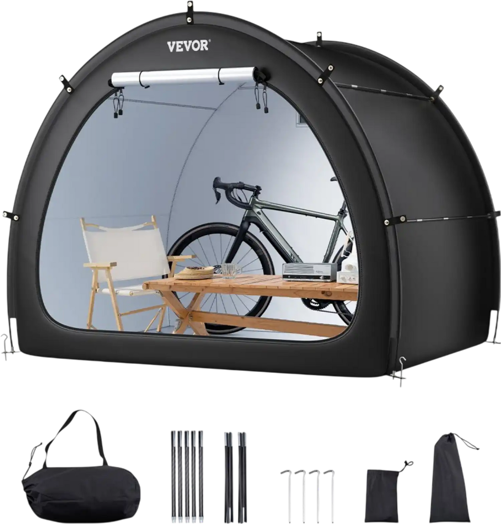 VEVOR Bike Storage Tent, 4 to 5 Bikes, Outdoor Spacious Bike Storage Tent with Ventilated Window, Waterproof Fan-Shaped Bike Tent with High Strength Fiberglass & Dual Zippers, Fit for Bicycle