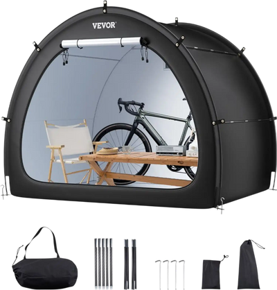 VEVOR Bike Storage Tent, 4 to 5 Bikes, Outdoor Spacious Bike Storage Tent with Ventilated Window, Waterproof Fan-Shaped Bike Tent with High Strength Fiberglass & Dual Zippers, Fit for Bicycle