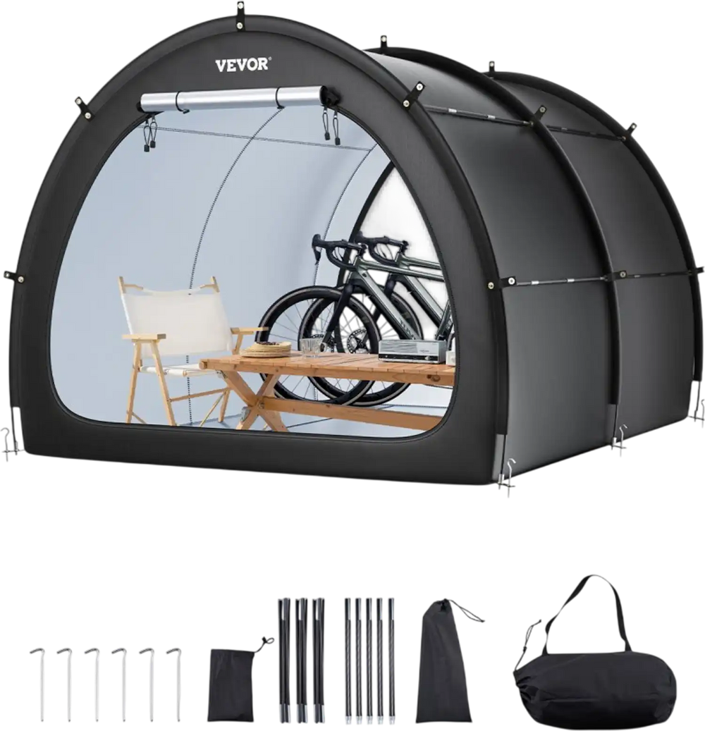 VEVOR Bike Storage Tent, 5+ Bikes, Outdoor Spacious Bike Storage Tent with Ventilated Window, Waterproof Fan-Shaped Bike Tent with High Strength Fiberglass & Dual Zippers, Fit for Bicycle