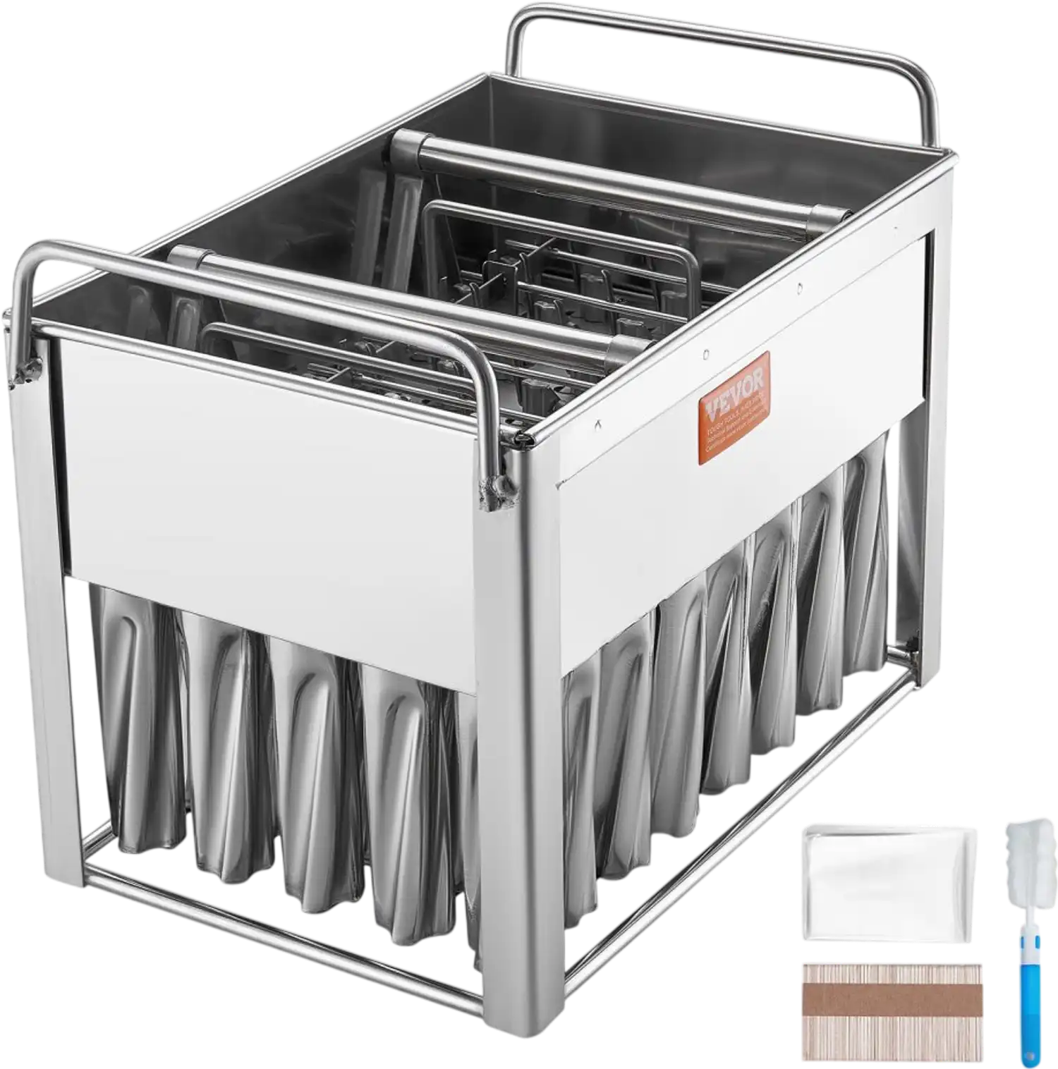 Vevor Popsicle Molds Commercial 40-Pc Cylindrical Stainless Steel Ice Pop Mold Set New