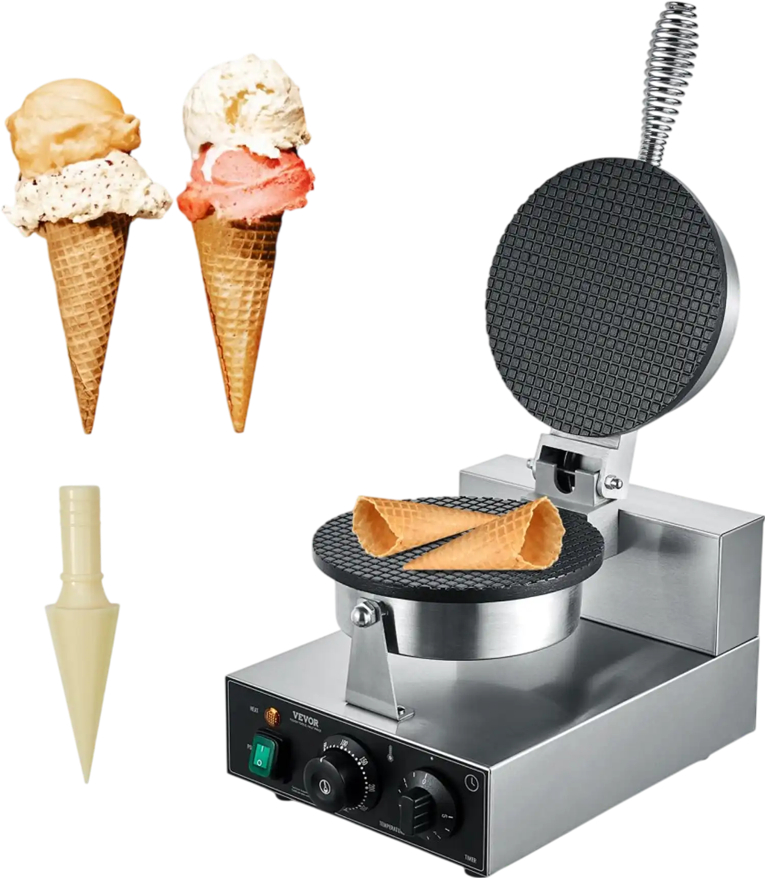 Vevor Waffle Cone Maker Commercial Electric Ice Cream Cone Machine 1230W New