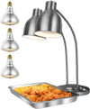 VEVOR Food Heat Lamp, 500W Electric Commercial Food Warmer Light, 2-Head Stainless Steel French Fry Heating Lamp with 3 Bulbs, Catering Food Warming Equipment for Kitchen, Buffet, Restaurant, Silver