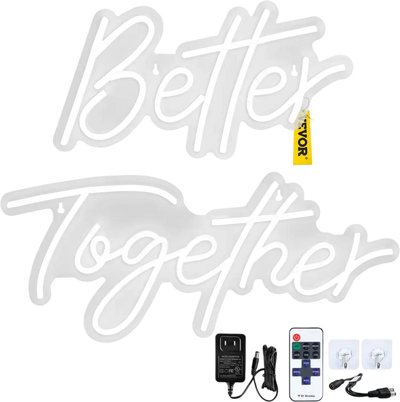 Vevor Neon Sign Better Together Warm White LED Wall Decor New