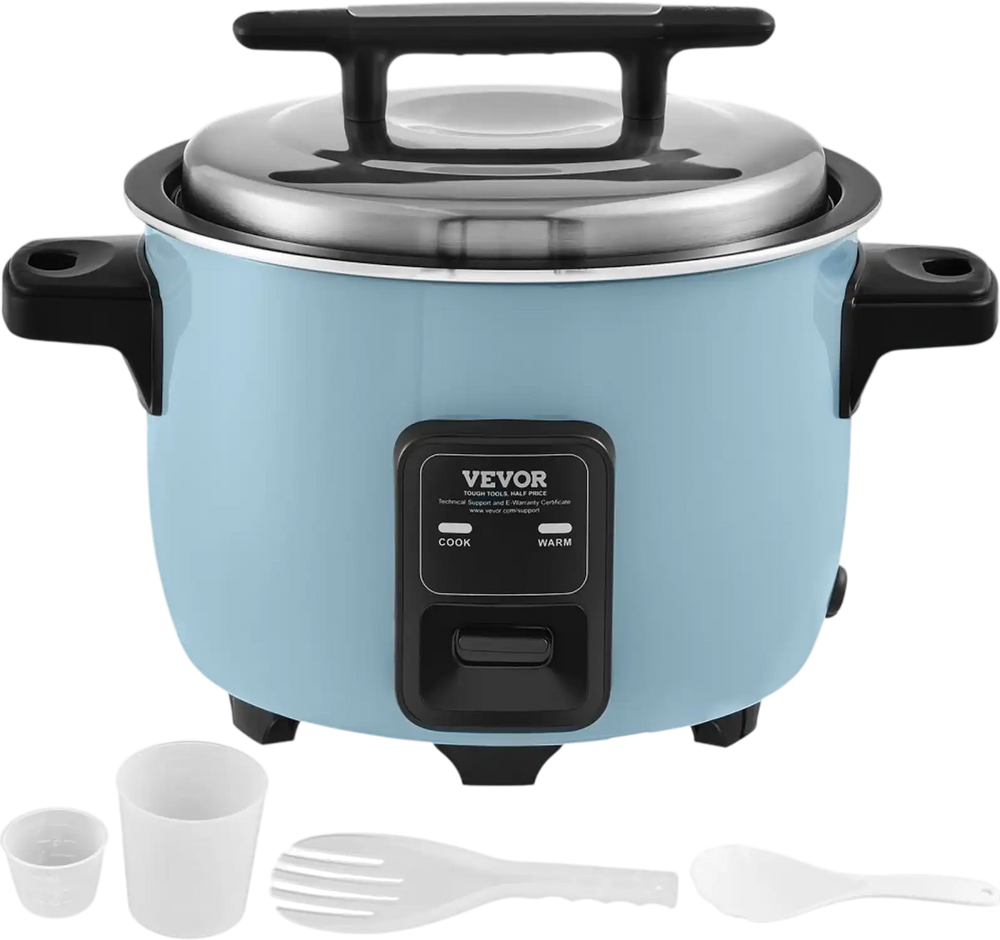 VEVOR Commercial Rice Cooker, 50-Cup Rice Cooker, 10.57 Qt / 10 Liter Large Rice Cooker and Warmer with Nonstick Inner Pot, Fast Cooking and 24-Hour Keep Warm, with Rice Cup and Paddle, for Restaurant
