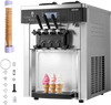 VEVOR Commercial Ice Cream Machine, 20-28L/H Yield, 2200W 3-Flavor Countertop Soft Serve Ice Cream Maker with 2 x 6L Hoppers & Hopper Agitation, Pre-Cooling Self-Cleaning for Snack Dessert Shops