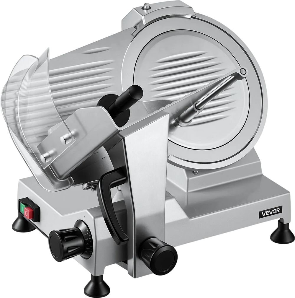 VEVOR Commercial Meat Slicer, 320W Electric Deli Food Slicer with 12" Carbon Steel Blade, Built-In Sharpener & 0-0.6" Adjustable Thickness for Frozen Meat, Ham, Baguett, Steak, UL Approved