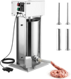 VEVOR Electric Sausage Stuffer 33 lbs Vertical Meat Maker Stainless Steel, for Commercial Use, Stepless Speed Control Meat Stuffer, Sausage Filler Kit, 4 Filling Tubes & Foot Pedal, ETL Approved