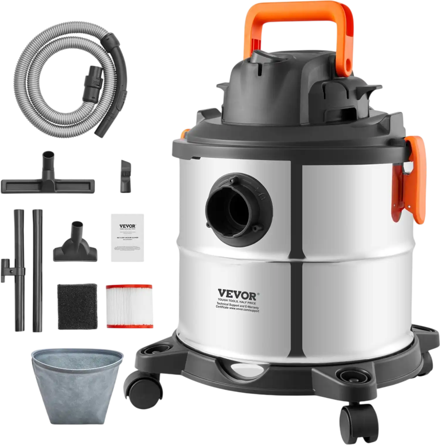 Vevor Wet/Dry Vacuum Stainless Steel 5.5 Gallon 6 Peak HP Shop Vac with Blower Function New