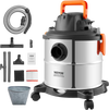 VEVOR Stainless Steel Wet Dry Shop Vacuum, 5.5 Gallon 6 Peak HP Wet/Dry Vac, Powerful Suction with Blower Function w/ Attachment 2-in-1 Crevice Nozzle, Small Vac Perfect for Carpet Debris, Pet Hair