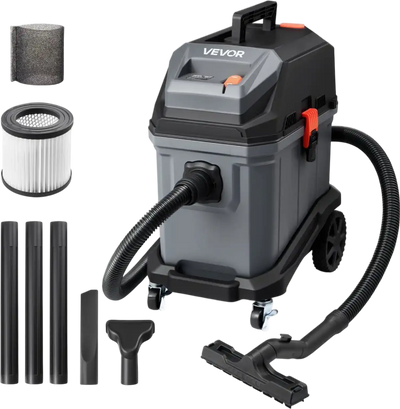 VEVOR Commercial Shop Vac, 11 Gallon Wet Dry Shop Vacuum, 5.5 Peak HP Portable with One-Button Self-Cleaning, 1350W Input, 1.25in x 7ft Hose, 20ft Cord, Industrial-Grade for Jobsite, Workshop