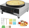 VEVOR Electric Crepe Maker, 16-Inch Commercial Crepe Machine, 1700W Flat Plate Crepe Griddle, Nonstick Stainless Steel Pancake Making Machine, Desktop Circular Cereals Pancake Stove with Temp Control