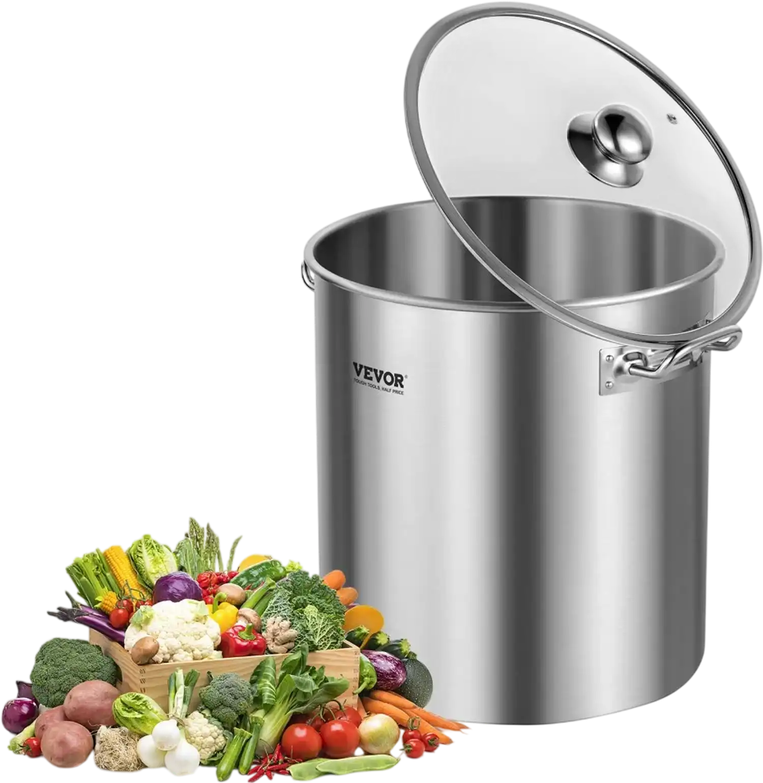 Vevor Stock Pot 24 Qt Stainless Steel Stockpot with Lid and Handles New