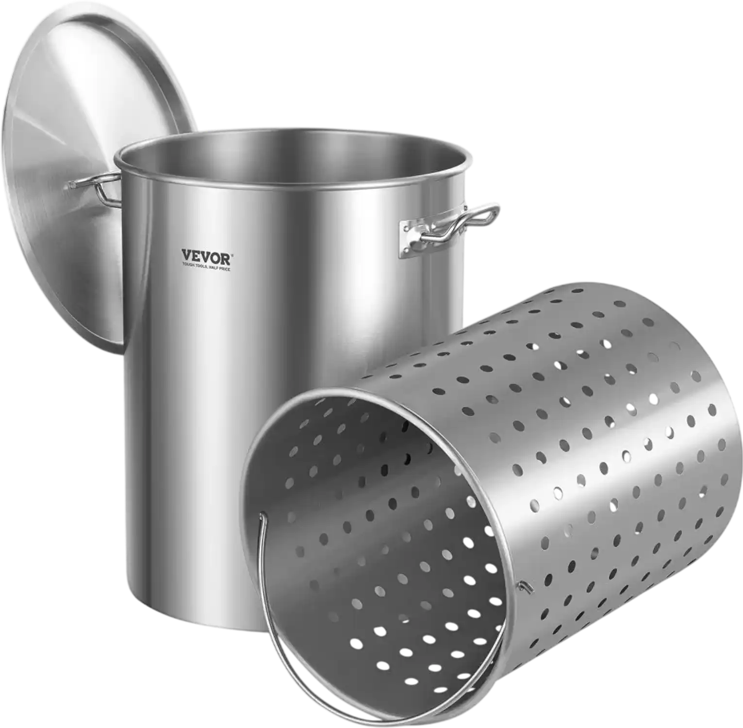 Vevor Stockpot 36 Qt Stainless Steel Sauce Pot with Basket and Lid New