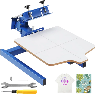 VEVOR Screen Printing Machine, 1 Color 1 Station Silk Screen Printing Press, 21.2x17.7in Screen Printing Press, Double-layer Positioning Pallet, Adjustable Tension for T-shirt DIY Printing