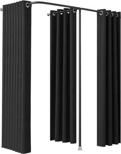 VEVOR Fitting Room, Portable Changing Room with Thick Polyester Curtains, Double Dressing Rooms with Partition Curtains, for Boutique, Mall, Studio, Tailor's Store & Office 79 x 39 x 79 in (Black)