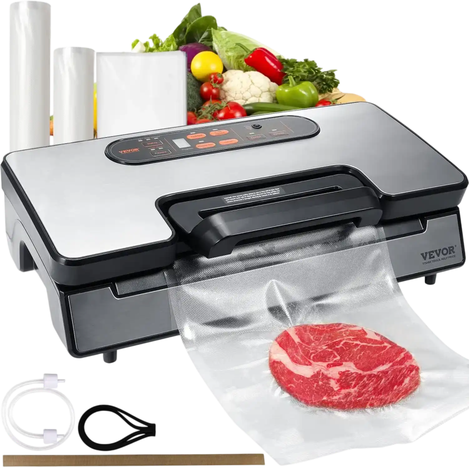 Vevor Vacuum Sealer Machine Dual Pump 90 kPa 130W Dry and Moist Food Storage New
