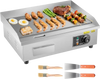 VEVOR Commercial Electric Griddle, 21 x 11.8 inch, 1750W, 122-570°F Adjustable Temp Control, Stainless Steel Countertop Flat Top Grill with 2 Spatulas, 2 Brushes and 4 Foot Pads, for Steak, Pancake