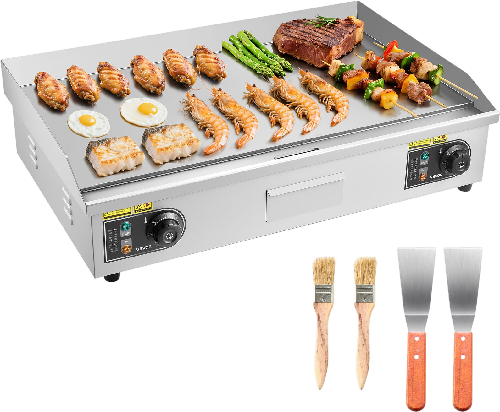 Vevor Commercial Electric Griddle 28.5 x 15.75 in. Adjustable Temp 4400W 220V New