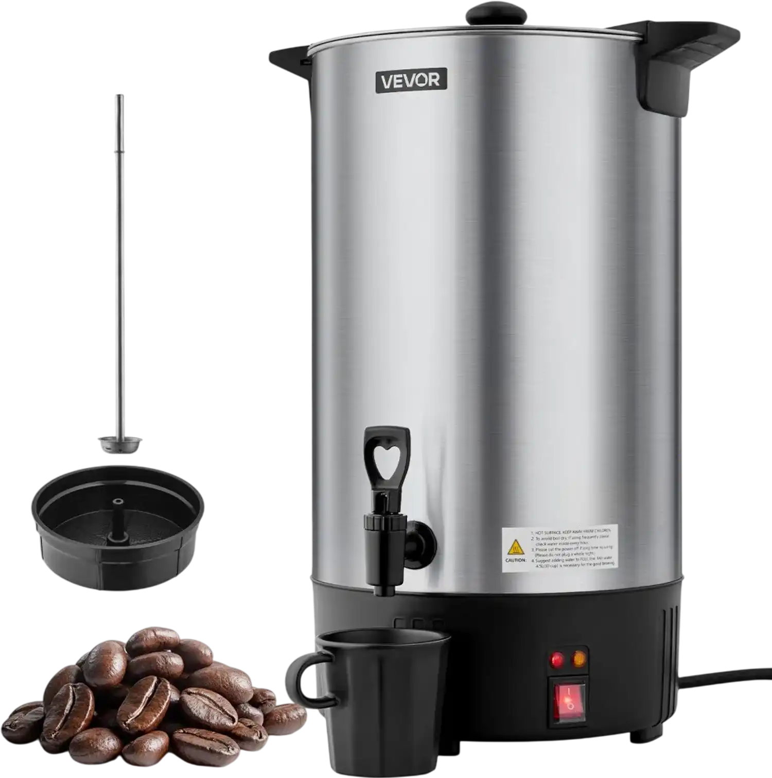 Vevor Commercial Coffee Urn 100-Cup 15 L Stainless Steel Hot Beverage Dispenser New