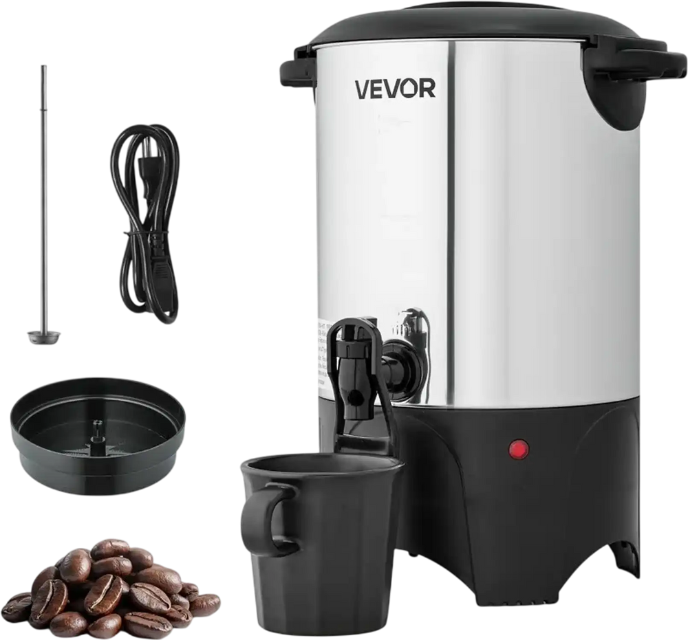 VEVOR Commercial Coffee Urn, 30 Cup 4.5 L Hot Beverage Dispenser with Dripless Faucet, Quick-Brewing Commercial Coffee Maker with Stainless Steel Liner, for Catering, Business, Church & Restaurant