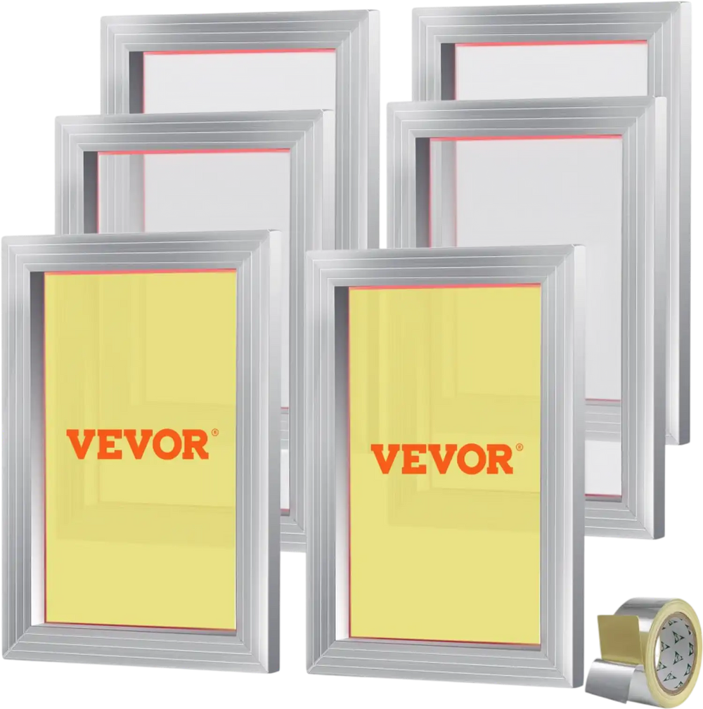 VEVOR Screen Printing Kit, 6 Pieces Aluminum Silk Screen Printing Frames, 10x14inch Silk Screen Printing Frame with 156 Count Mesh, High Tension Nylon Mesh and Sealing Tape for T-shirts DIY Printing
