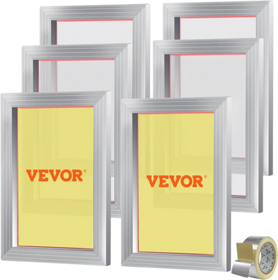 VEVOR Screen Printing Kit, 6 Pieces Aluminum Silk Screen Printing Frames, 10x14inch Silk Screen Printing Frame with 156 Count Mesh, High Tension Nylon Mesh and Sealing Tape for T-shirts DIY Printing