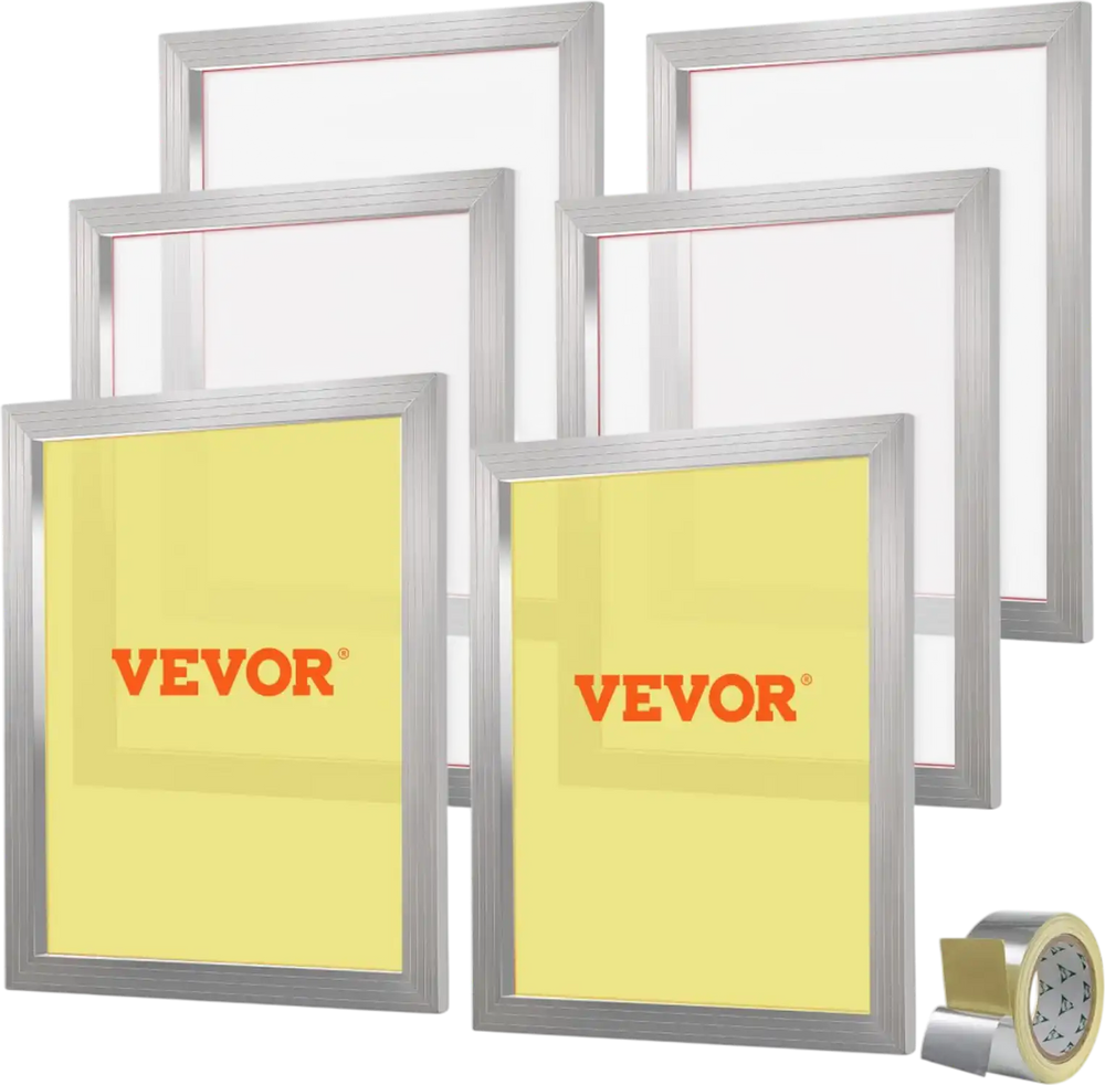 VEVOR Screen Printing Kit, 6 Pieces Aluminum Silk Screen Printing Frames, 20x24inch Silk Screen Printing Frame with 160 Count Mesh, High Tension Nylon Mesh and Sealing Tape for T-shirts DIY Printing