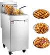 VEVOR Commercial Propane Deep Fryer 90,000 BTU with 2 Baskets, 3-Tube Burner Fryer, Stainless Steel Floor Standing Deep Fryers Cart, 40 lbs Capacity for Restaurants