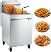 VEVOR Commercial Propane Deep Fryer 150,000 BTU with 2 Baskets, 5-Tube Burner Fryer, Stainless Steel Floor Standing Deep Fryers Cart, 80 lbs Capacity for Restaurants