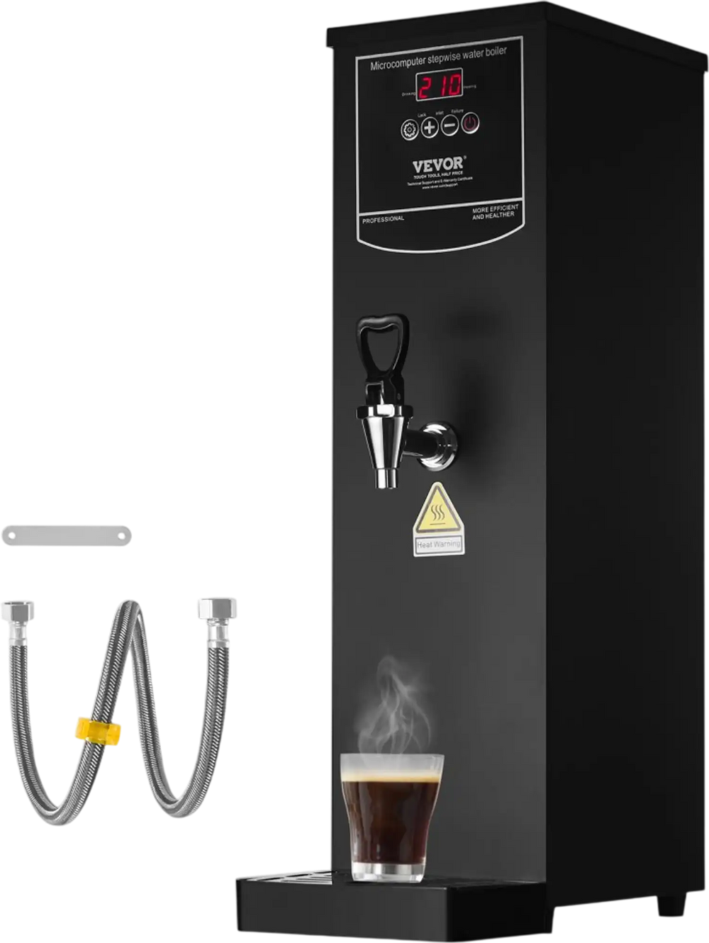 VEVOR Commercial Water Boiler, Electric Hot Water Dispenser with 316 Stainless Steel Heating Tube, 1500W Step-by-step Fast Heating 50L per Hour Hot Water Boiler, for Coffee Tea Restaurant Office