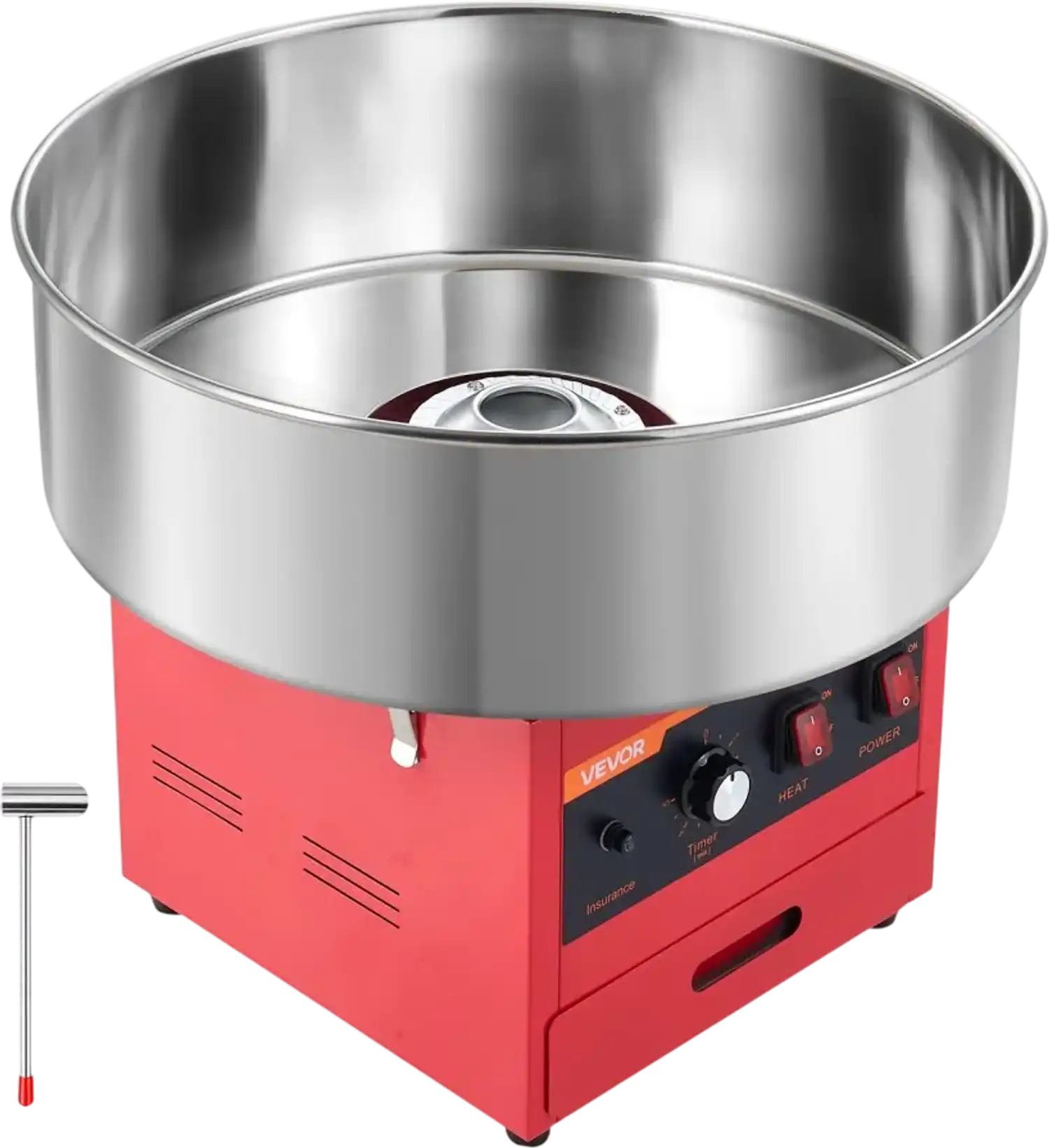 Vevor Cotton Candy Machine Commercial 1000W Electric Candy Floss Maker Red with 20.5