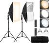 VEVOR Softbox Lighting Kit, 20" x 28", Professional Softbox with 45W 3000-6500K LED Bulbs, 3 Continuous Lighting Effects, Tripod Stand, Remote Control, Studio Lights for Portrait shooting, Live Streaming