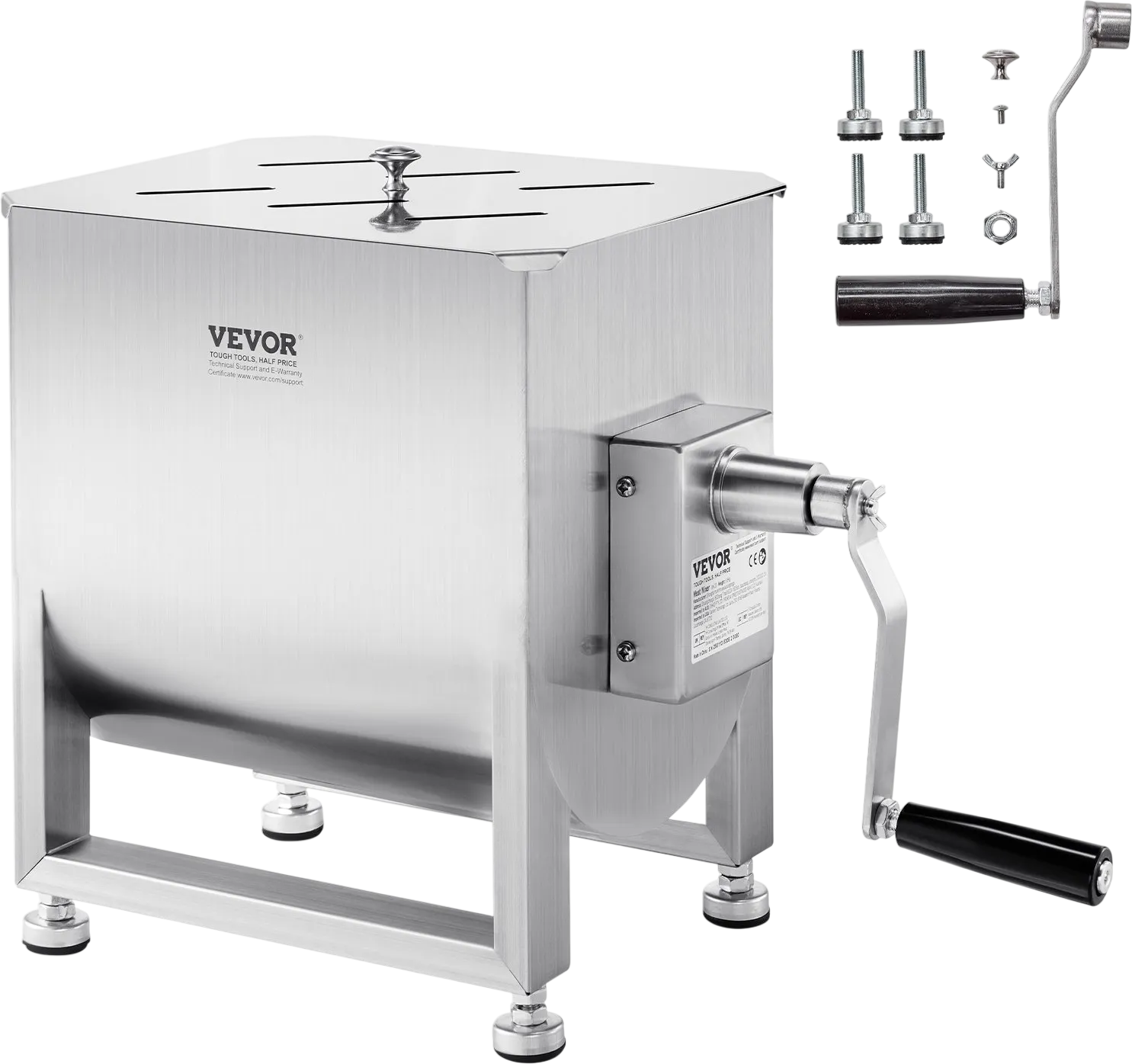 Vevor Manual Meat Mixer 60 lb. Capacity Stainless Steel with Gear Reducer New