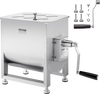 VEVOR Manual Meat Mixer, 30L Fixed Tank Meat Processing Equipment(Mixing Max 60LBS for Meat), Stainless Steel Meat Mixer, Sausage Mixer Machine with Lid Handle Gear Reducer, Ground Beef Hand Mixer